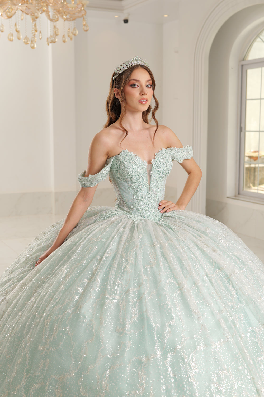 Vestido de quince pistache