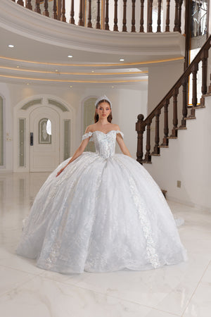 Vestido de quinceañera azul marfil