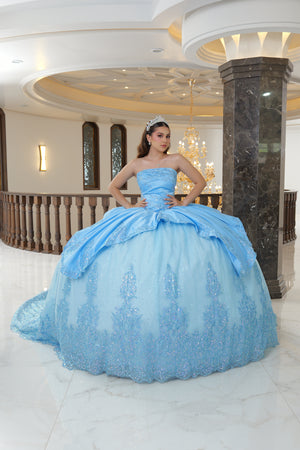 Vestido de quinceaños straple azul