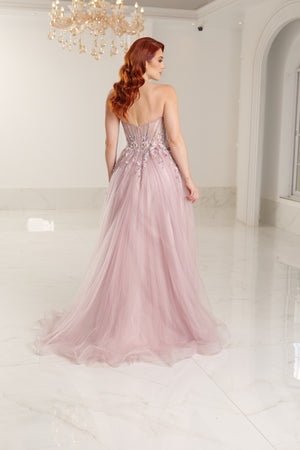 Vestido de fiesta corte A con escote corazón