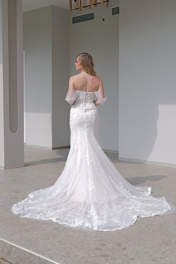 Vestido de novia escote corazon corte sirena