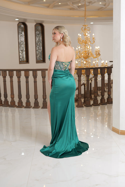 Vestidos esmeralda con pedrería